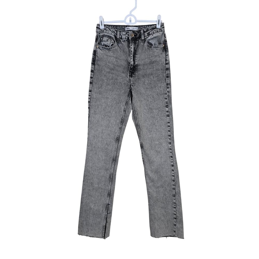 Women's Zara Gray Denim Split Ankle High Waist Jeans | Size 2